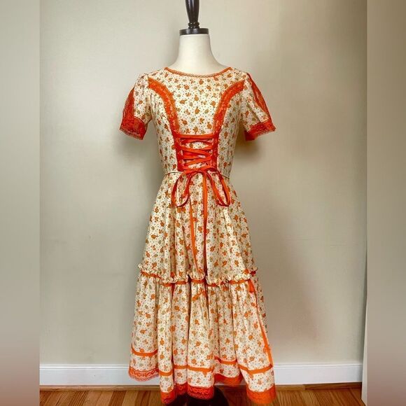 La Verna Conrad Vintage 70s Prairie Cotton Dress - Picture 1 of 5